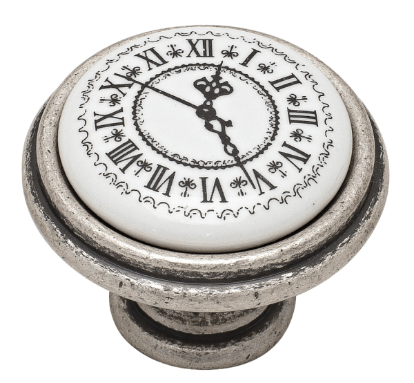 Πόμολο επίπλου οld silver ρολόι roline 586