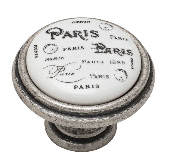 Πόμολο επίπλου Paris old silver πορσελάνη  585