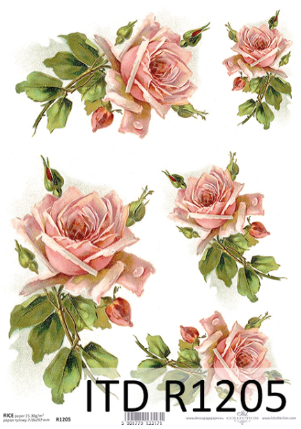 Ριζόχαρτο Α4 40gr Ροζ τριαντάφυλλα 1205
