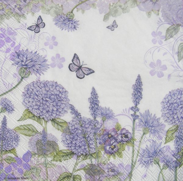 Χαρτοπετσέτες Decoupage 33 x 33 purple wildflowers