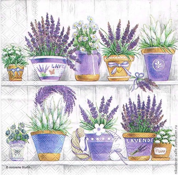 Χαρτοπετσέτες Decoupage 33 x 33 lavender range