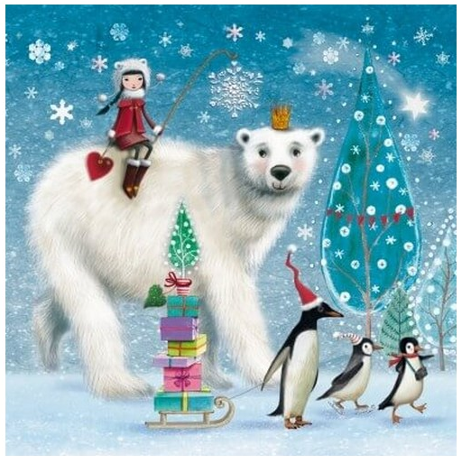 Χαρτοπετσέτες Decoupage 35 x 35 Χριστουγεννιάτικη αρκούδα