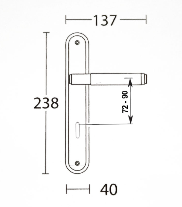 Χερούλι πόρτας πλάκα / Ζευγάρι Ματ νίκελ C1745 convex