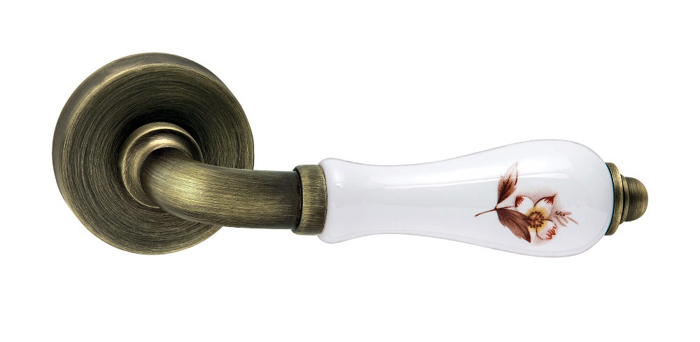 Viometale Πόμολο Πόρτας Ροζέτα 06.590 Ζεύγος Μπρονζέ – Πορσελάνη Κρακελέ