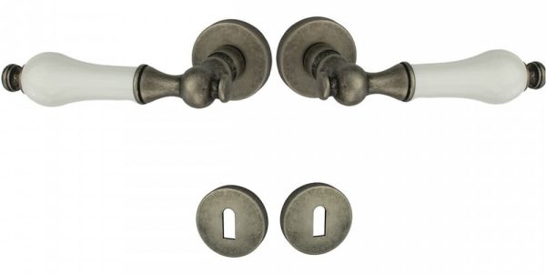 Viobrass Πόμολο Πόρτας Ροζέτα Νο 218 Πορσελάνη Old Silver Ζεύγος