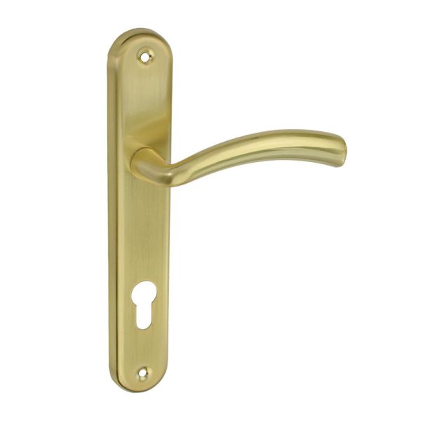 Πόμολο Πόρτας Πλάκα Α42 Ζεύγος (Απόσταση Κέντρων 90mm) Χρυσό Ματ